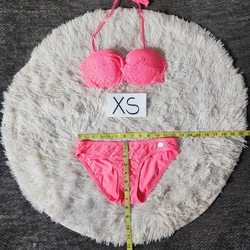 Pink Twist Push-up Bandeau Matching Bikini Set - Picture 6 of 15